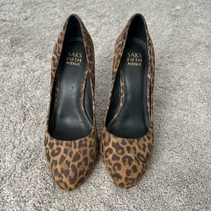 Saks Suede Leopard Print 4” Heels